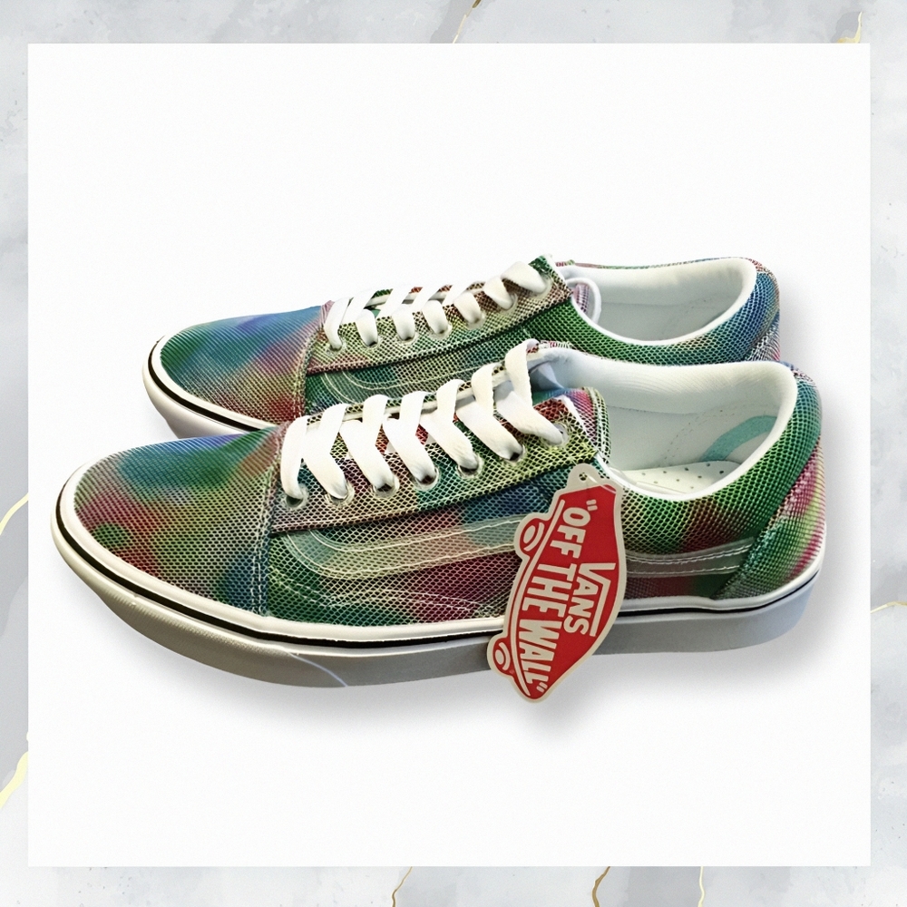 NWT! Vans ComfyCush Old Skool RAINBOW IN BLOOM Shoes / Sneakers Mesh Unisex
